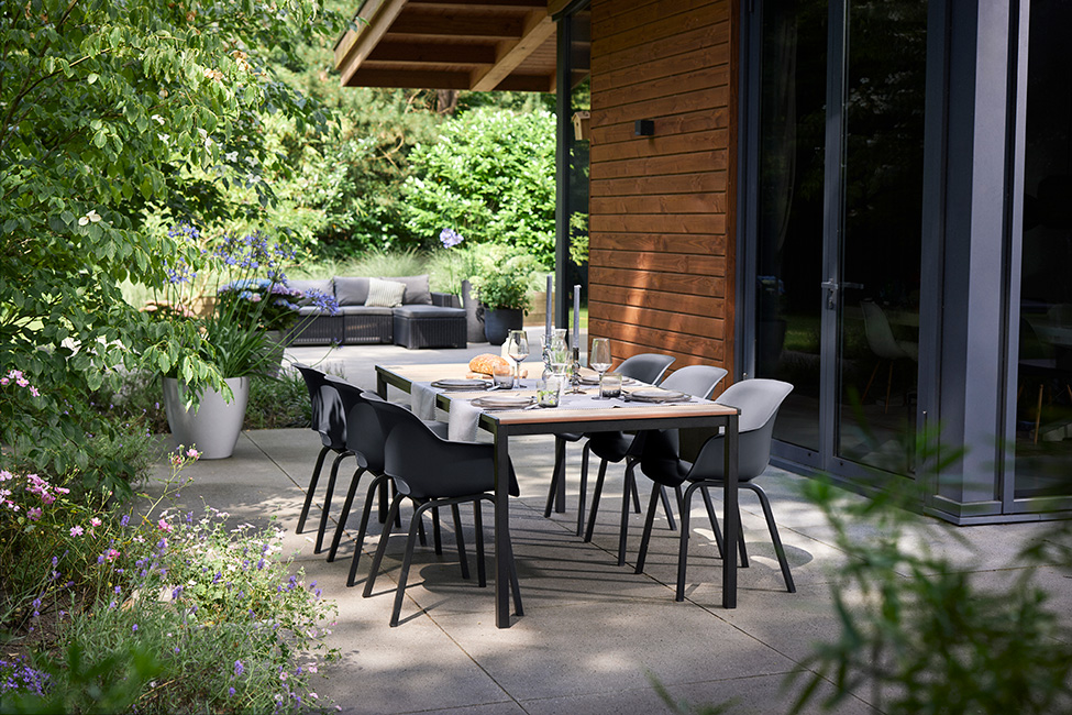 Signature Porto Tisch 200 cm + 6x Noa Stühle Graphit - Hellbraun