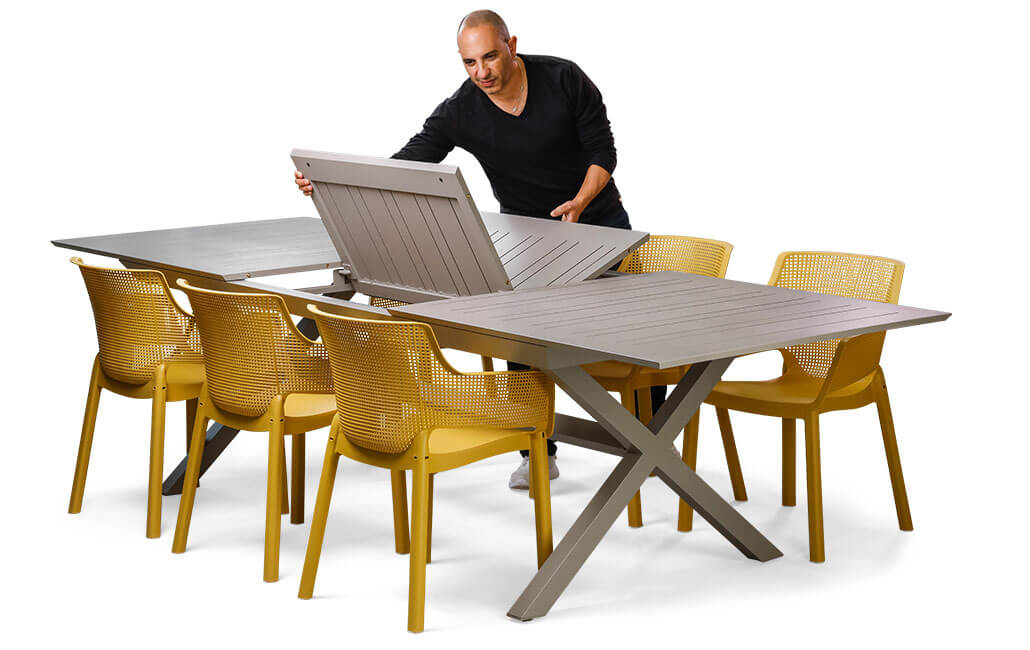 שולחן  אלומיניום נפתח ברצלונה - קפוצ'ינו