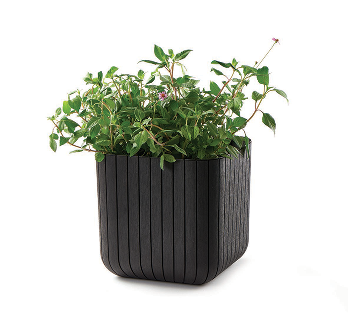 Set 2x Macetero Polyal Wood Planter - 29,5x29,5x29,7 cm y 21,5L - Marrón 