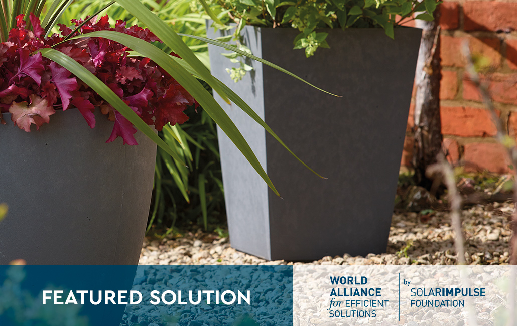 Set 2x Macetero Polyal Betón cuadrado 40 cm y 60L - Gris