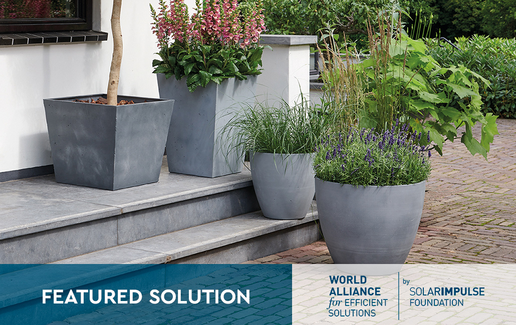 Set 2x Macetero Polyal Betón cuadrado 40 cm y 60L - Gris