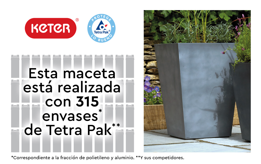 Set 2x Macetero Polyal Betón cuadrado 40 cm y 60L - Gris