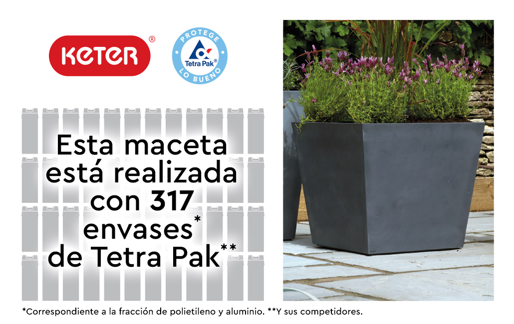 Set 2x Macetero Polyal Betón cuadrado 48 cm y 73,5L - Gris