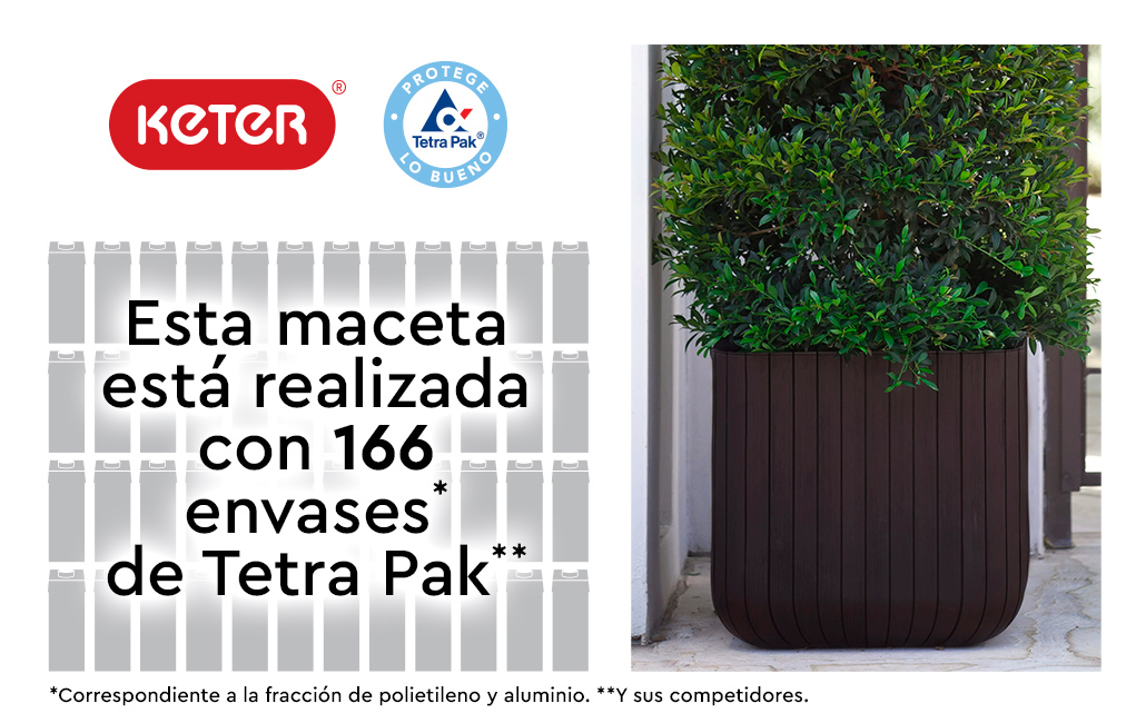 Set 2x Macetero Polyal Wood Planter - 40x40x40 cm y 50L - Marrón 