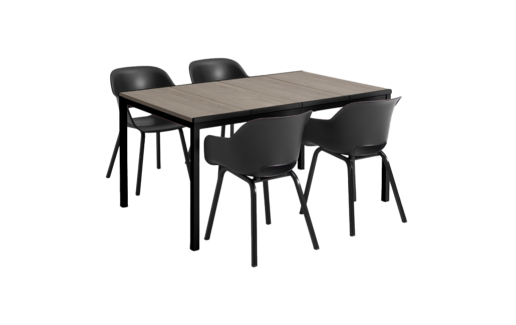 Signature Porto Tisch 160 cm + 4x Noa Stühle Graphit - Hellbraun - Garten Lounge-Sets