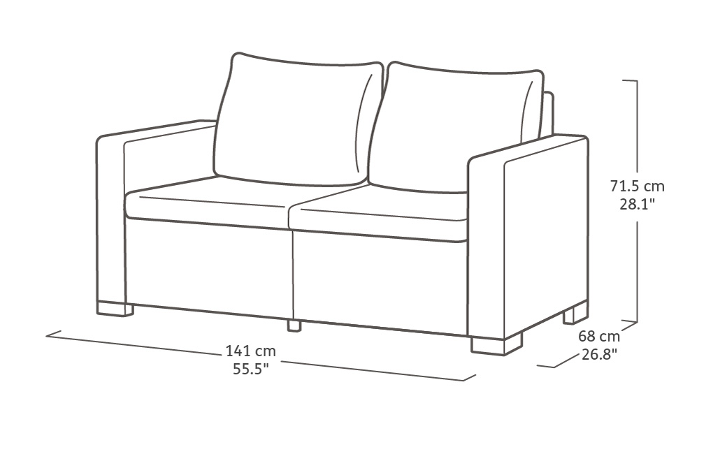 Salon de jardin California : Canapé 2 places + 2 fauteuils + Table basse - Anthracite