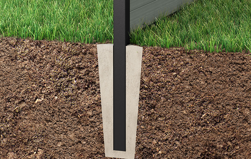 Kit clôture occultant avec poteau 240cm à sceller Vert aspect bois - Keter