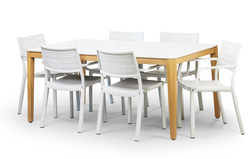 שולחן אוכל ספיר - לבן