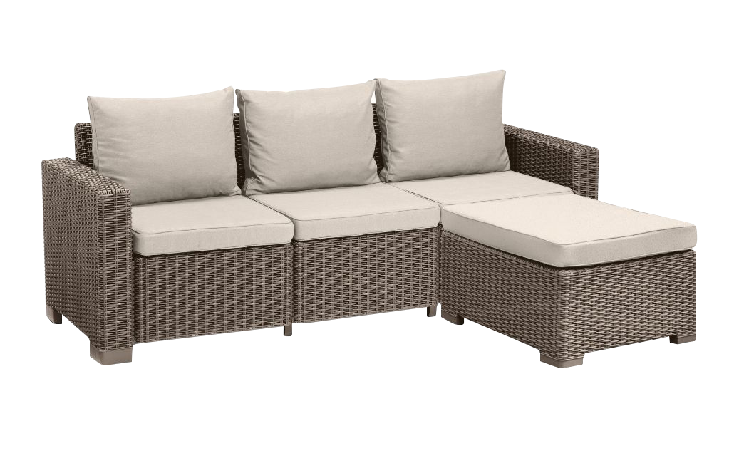 California 3 Seater Chaise Longue Lounge Set - Cappuccino