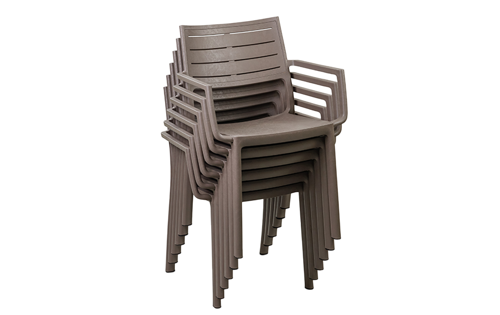 פינת אוכל ברצלונה- שולחן אלומיניום נפתח עם 6 כיסאות - קפוצ'ינו