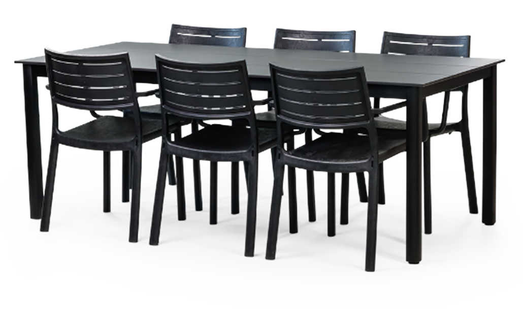 פינת אוכל אמרלד שולחן ו 6 כיסאות - שחור