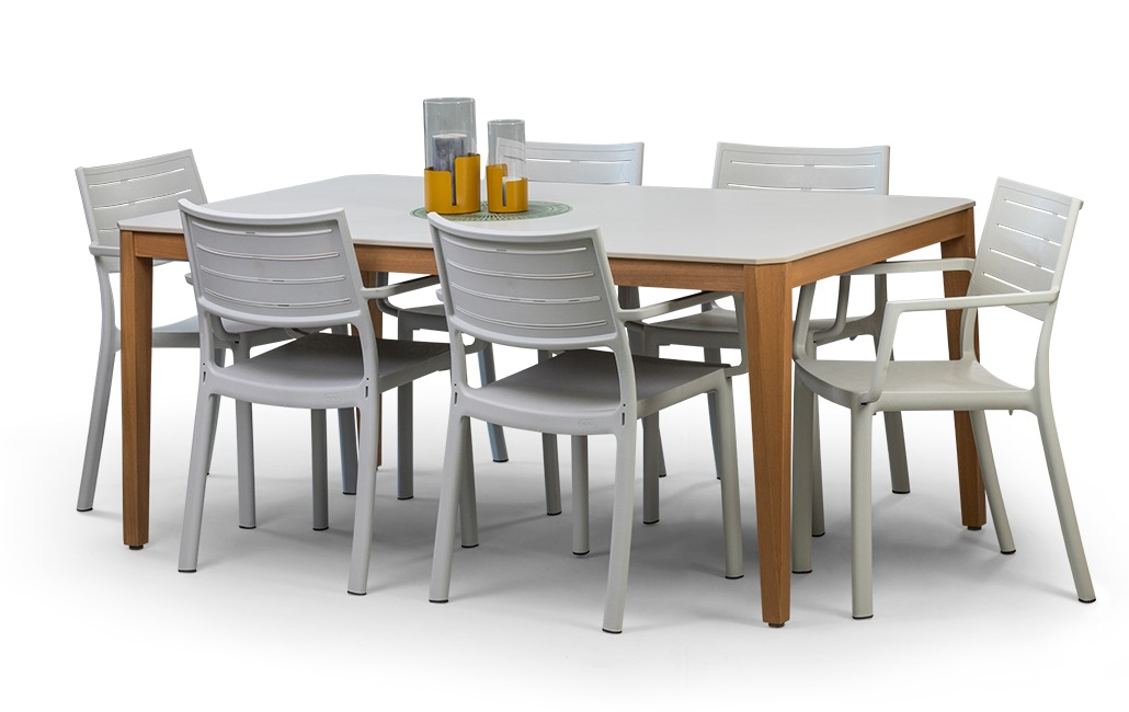 פינת אוכל שוהם שולחן ו 6 כיסאות - לבן