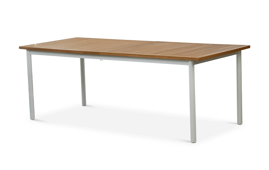 פינת אוכל רוז שולחן אלומיניום בשילוב עץ ו 6 כיסאות - לבן