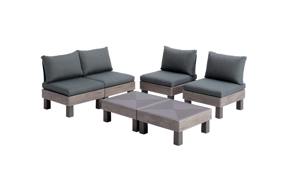 Keter Elements 4-zits Loungeset +2 tafels - Cappuccino - Tuinmeubelen