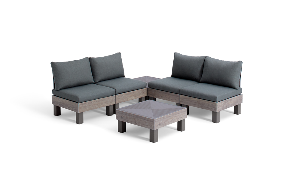 Keter Elements 4-zits Loungeset +2 tafels - Cappuccino