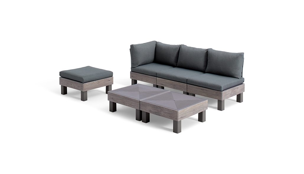 Keter Elements 4-zits Loungeset +2 tafels - Cappuccino