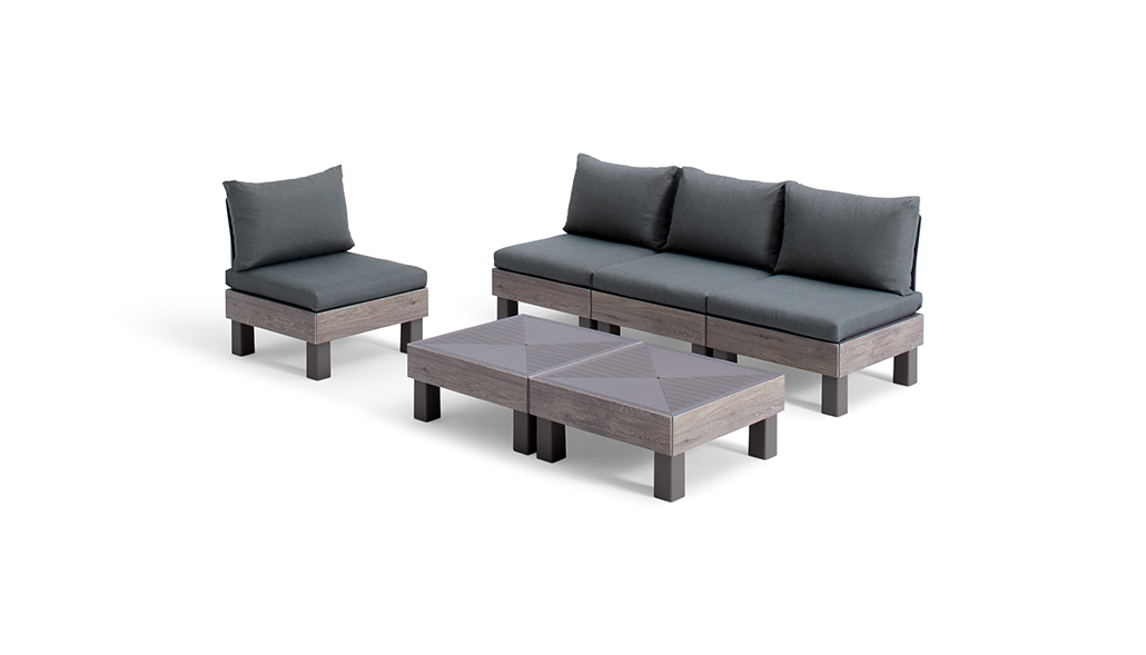 Keter Elements 4-zits Loungeset +2 tafels - Cappuccino