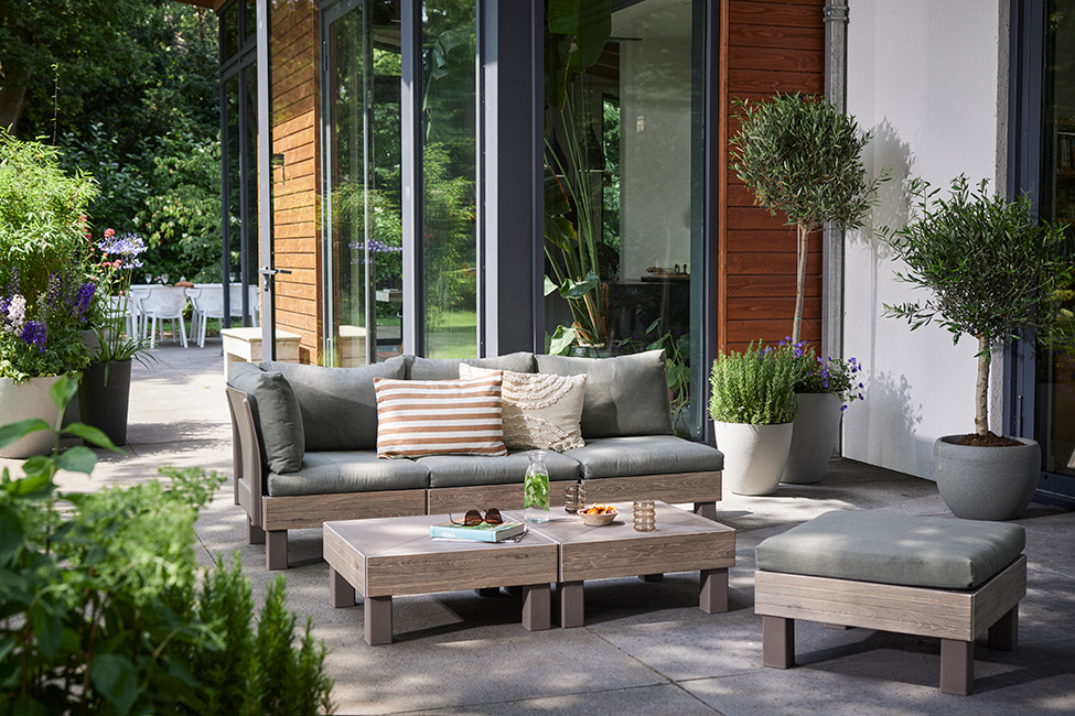 Keter Elements 4-zits Loungeset +2 tafels - Cappuccino