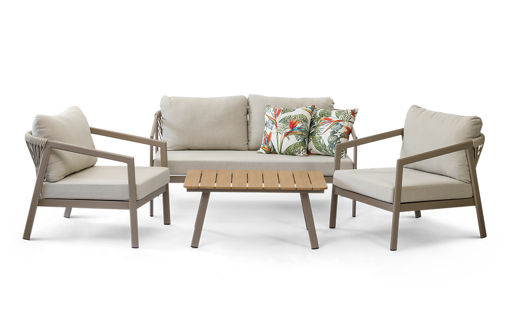 מערכת ישיבה פיג'י- אלומיניום בשילוב חבל - קפוצ'ינו