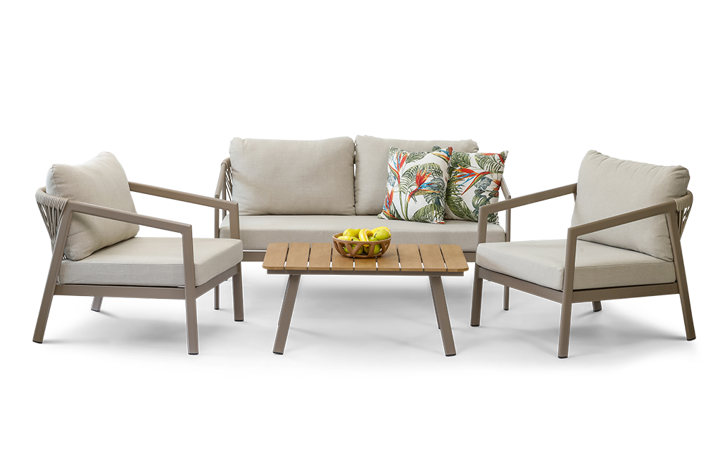 מערכת ישיבה פיג'י- אלומיניום בשילוב חבל - קפוצ'ינו