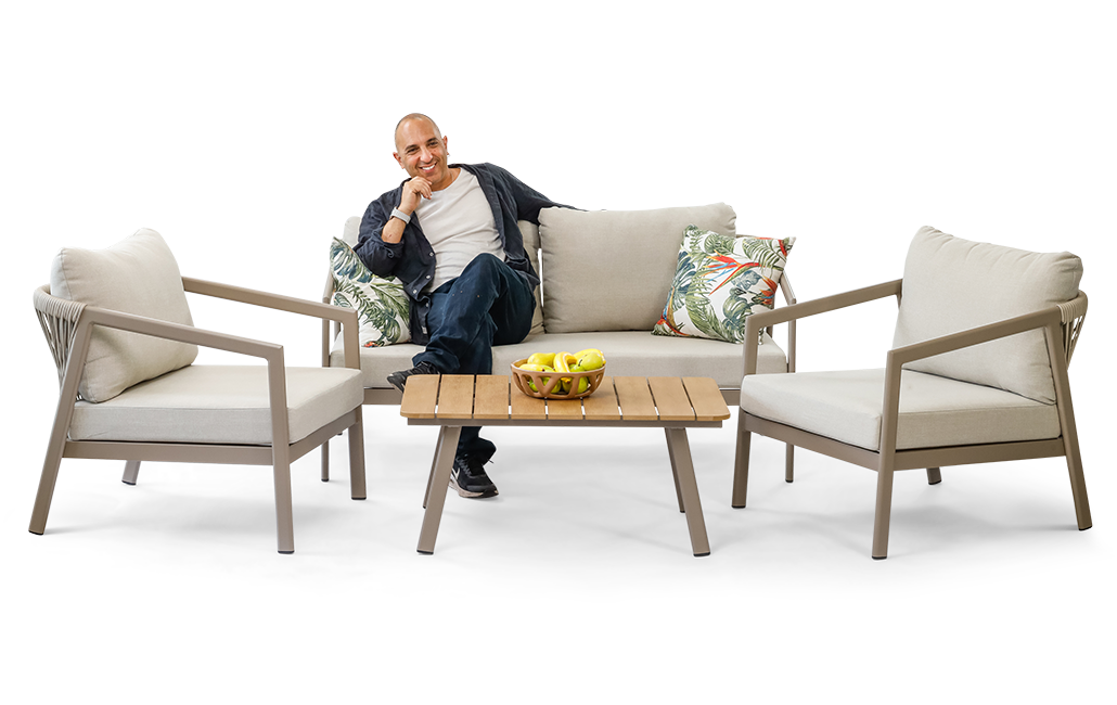 מערכת ישיבה פיג'י- אלומיניום בשילוב חבל - קפוצ'ינו