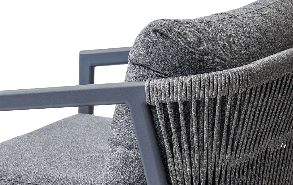 מערכת ישיבה פיג'י- אלומיניום בשילוב חבל - אפור בהיר