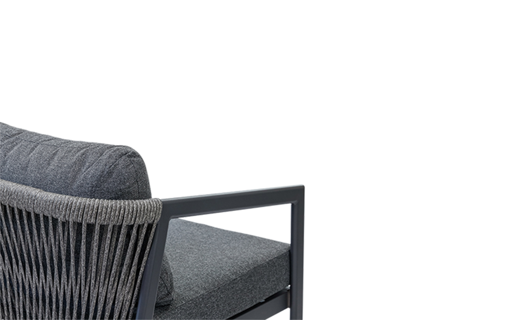 מערכת ישיבה פיג'י- אלומיניום בשילוב חבל - אפור בהיר