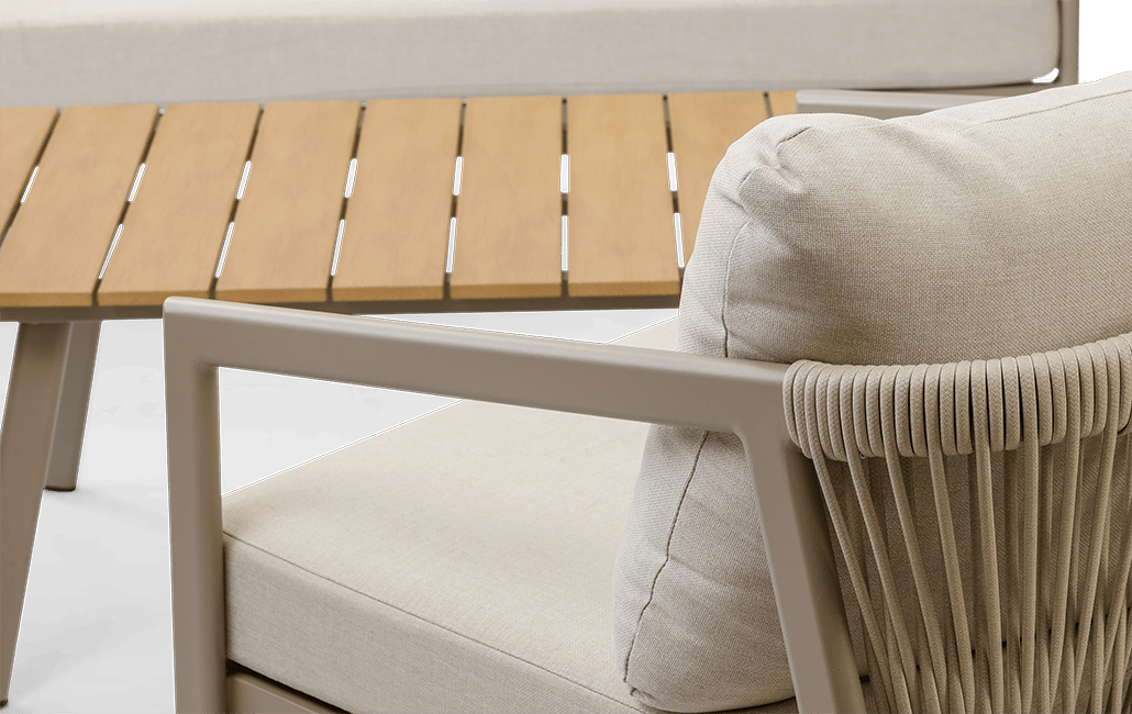 מערכת ישיבה פיג'י- אלומיניום בשילוב חבל - קפוצ'ינו