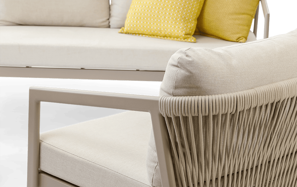 מערכת ישיבה פיג'י- אלומיניום בשילוב חבל - קפוצ'ינו