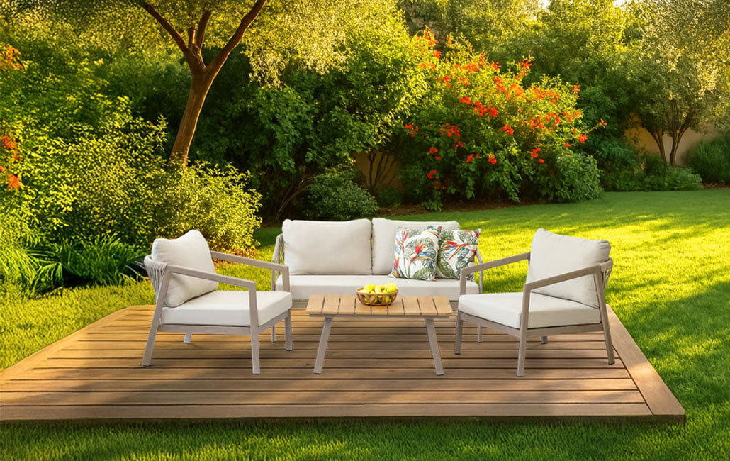 מערכת ישיבה פיג'י- אלומיניום בשילוב חבל - קפוצ'ינו