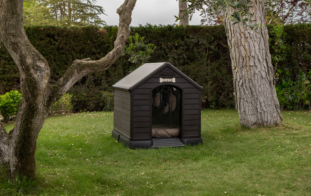 Caseta de perro exterior para jardín Premium - 95x99x99 cm - Marrón