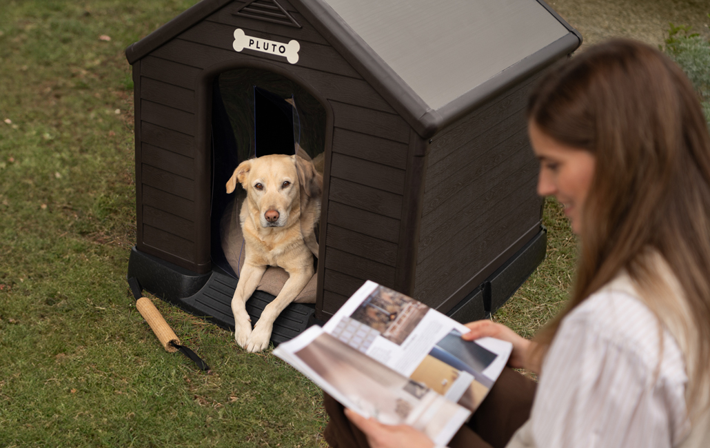 Caseta de perro exterior para jardín Premium - 95x99x99 cm - Marrón