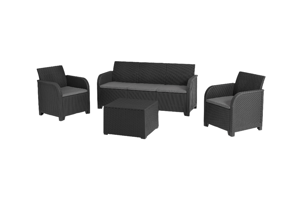 Rosalie 5 seater lounge set with storage table - Grey