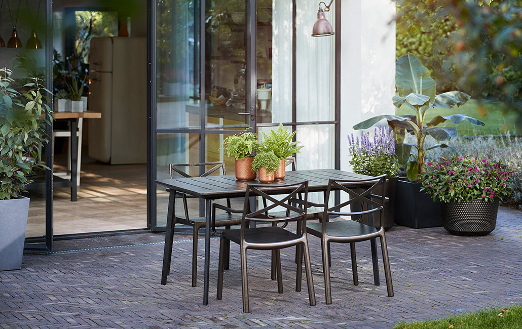 Pack de 4 sillas de exterior Metalix - Bronce