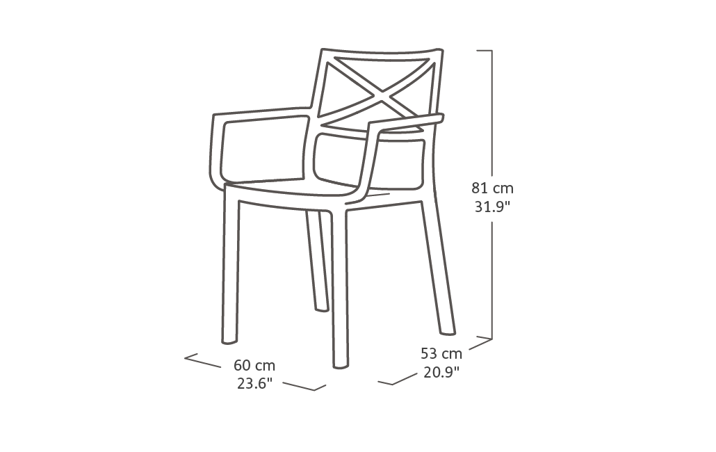 Pack de 4 sillas de exterior Metalix - Bronce
