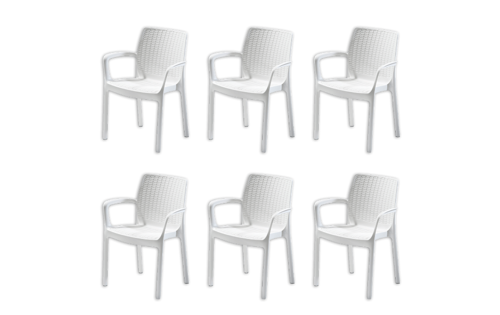 6 כיסאות באלי - לבן - סטים של 4\6 כיסאות