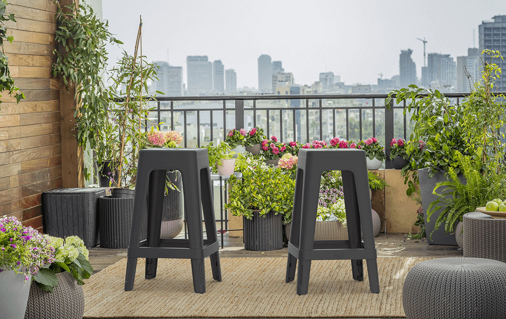 זוג כיסאות בר לוקה - אפור כהה