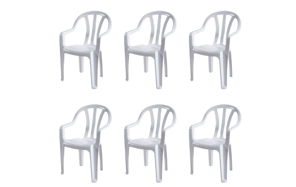 6 כיסאות דליה - לבן