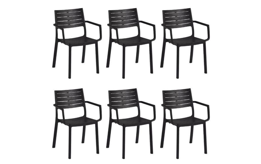 6 כיסאות מטליין - שחור