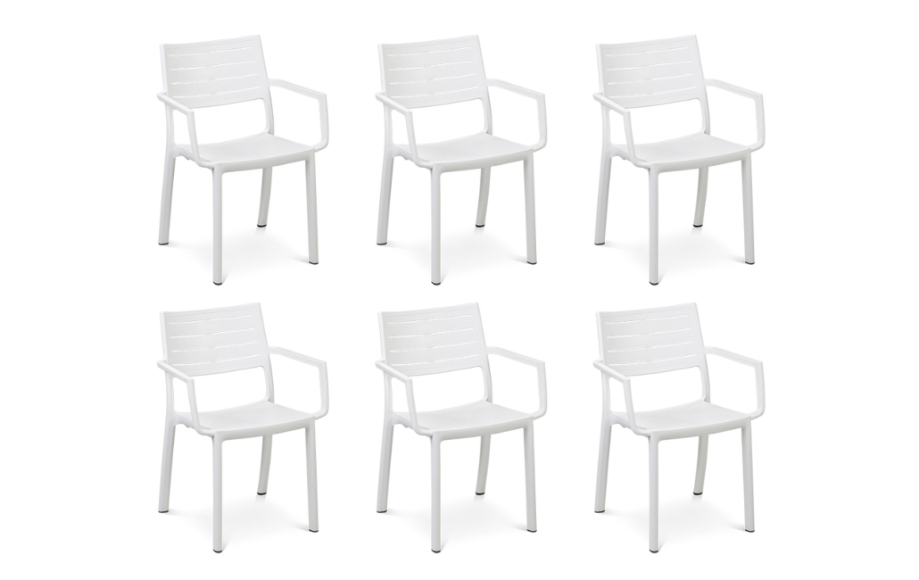 6 כיסאות מטליין - לבן