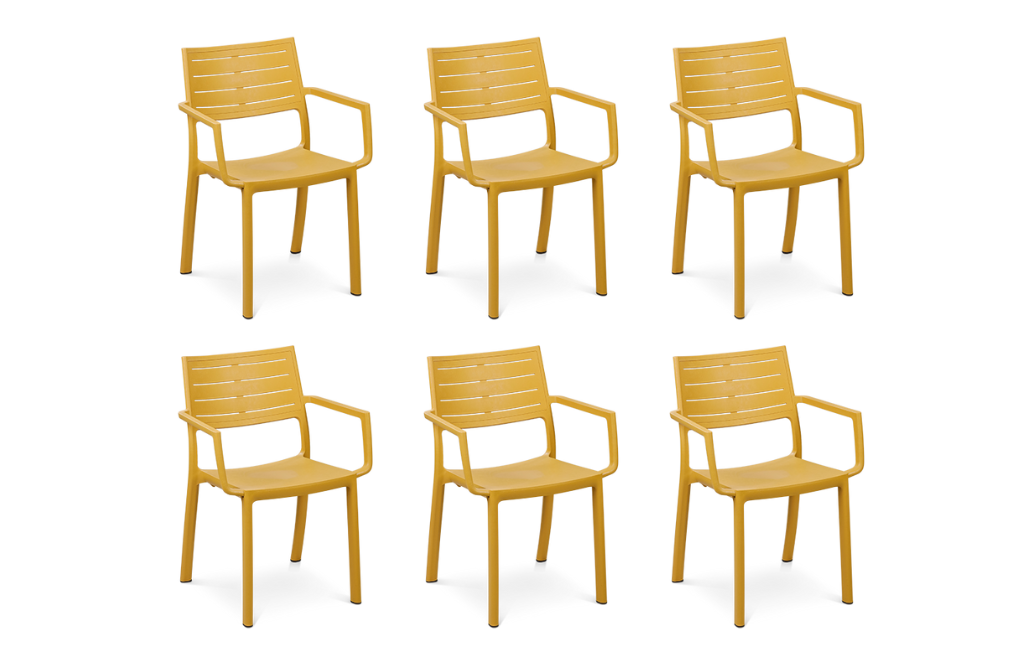 6 כיסאות מטליין - צהוב-חרדל