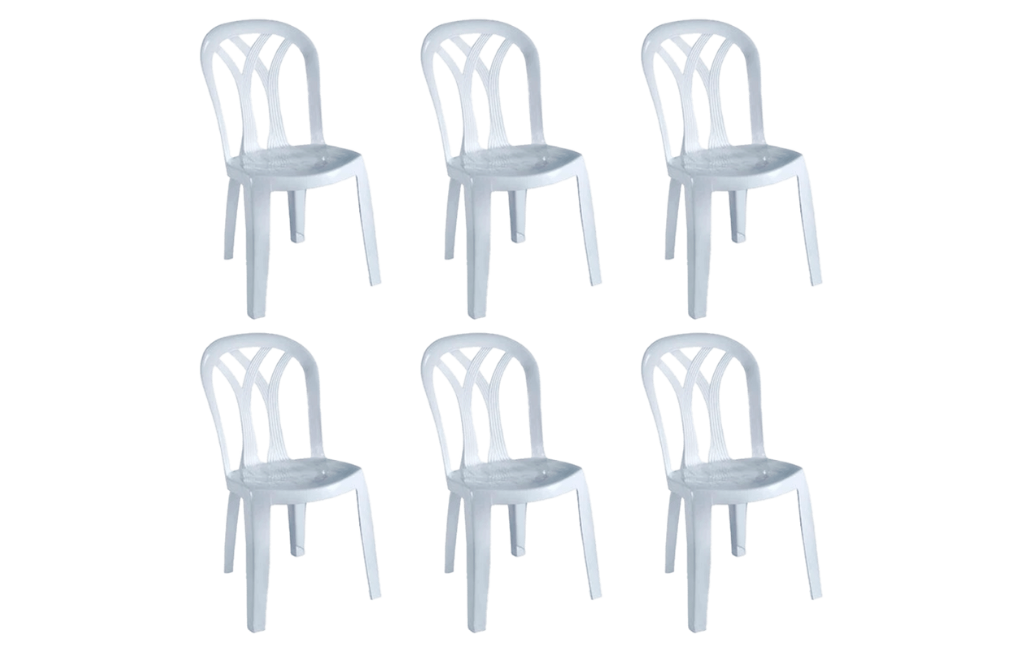 6 כיסאות פטיו - לבן