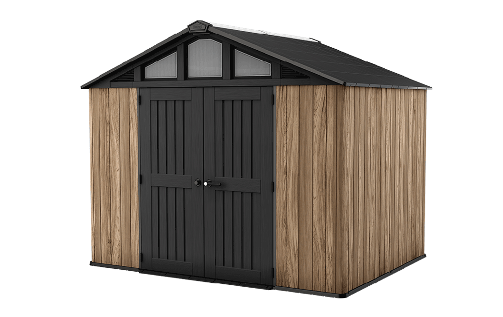 מחסן גינה סאמיט 10x8 - דמוי עץ בגווני חום