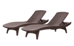 Pacific Chaise Sun Lounger Set of 2 - Brown
