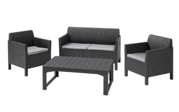 Conjunto de exterior de 4 plazas Chicago con mesa Lyon - Grafito - Muebles de Exterior