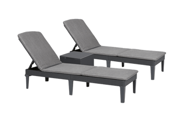 Ensemble 2 chaises longues Jaipur et table basse - Anthracite - Mobilier de jardin