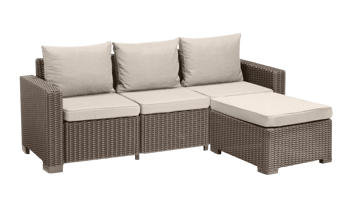 California 3 Seater Chaise Longue Lounge Set - Cappuccino - Patio Sets