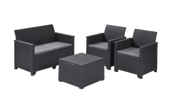 Emma 4 Seater Garden Set, With Storage Table  - Grey - Patio Sets