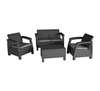 Conjunto de exterior de 4 plazas Bahamas - Grafito - Muebles de Exterior