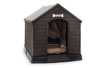 Caseta de perro exterior para jardín Premium - 95x99x99 cm - Marrón - Accesorios de Jardín